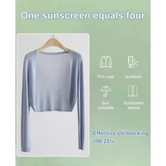 Sun Knit Cardigan Damen dünner Eisseidenmantel Schal klimatisiertes Hemd mit Unterrock