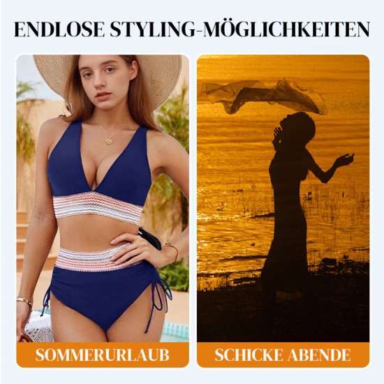 historischer TiefstpreisPatchwork-Bikini mit V-Ausschnitt, 2-teiliges Set