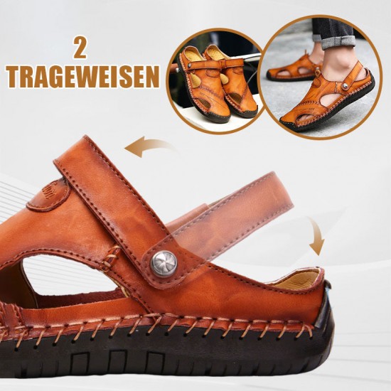 Bis zu 49 % Rabatt!Groe Gre Weiches Leder Mnner Atmungsaktive Outdoor-Sandalen