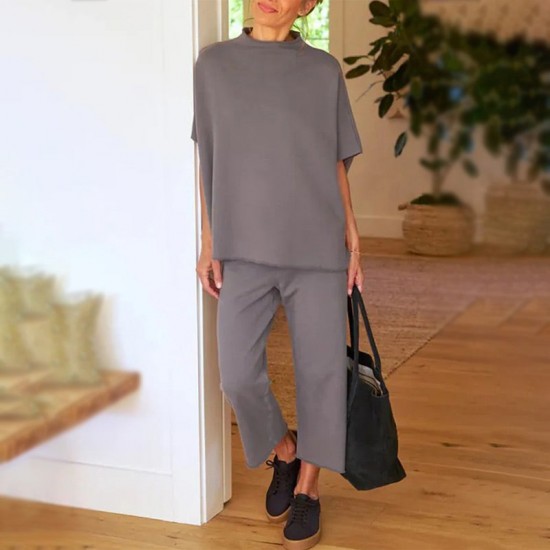 Set breiter Hosen mit 3/4 rmeln für Frauen