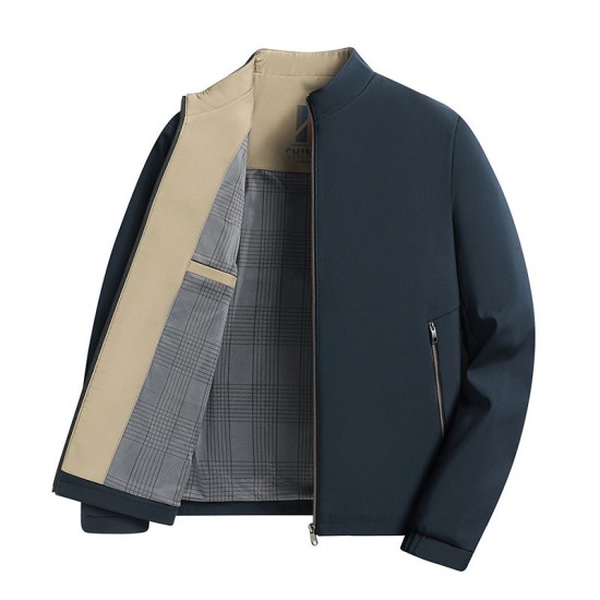 （50 % Rabatt auf den Spotpreis und kostenloser Versand） Herren-Freizeitjacke mit Stehkragen und Reiverschluss