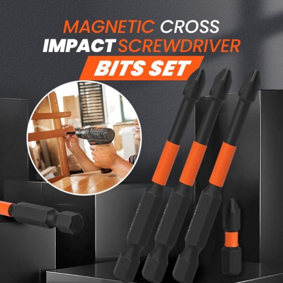 Pousbo Magnetic Cross Impact Screwdriver Bits Set