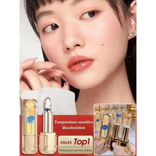 Lippenstift mit Blumenfarbwechsel