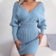 Xmas Sales - 50% OFFSexy Strick-Minikleid mit langen Batwing-rmeln