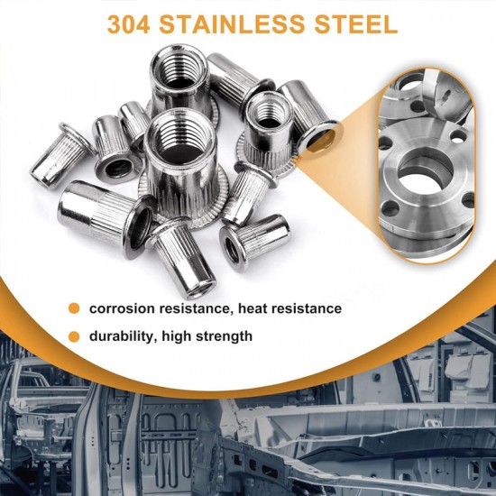 Flachkopf-Gewindemutter Einnietmuttern-Satz