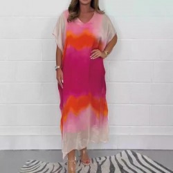  Bequemes, lssiges Chiffon-Dip-Dye-Kleid für Damen