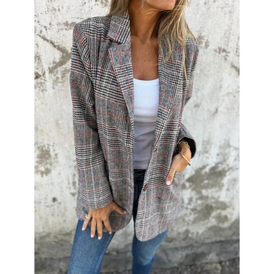 Lssiger karierter Blazer mit Revers